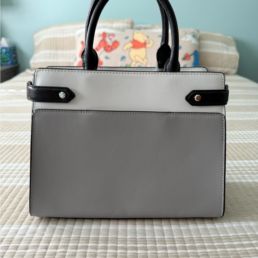 kate spade Two-Tone Gray, White & Black Leather Satchel - Picture 2 of 9